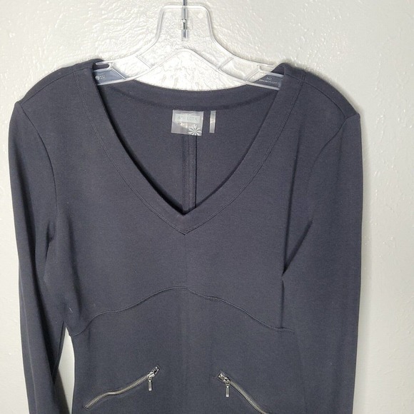 Athleta Celebration black Dress sz Med petite MP Ponte Knit Stretch long sleeve - Picture 2 of 7
